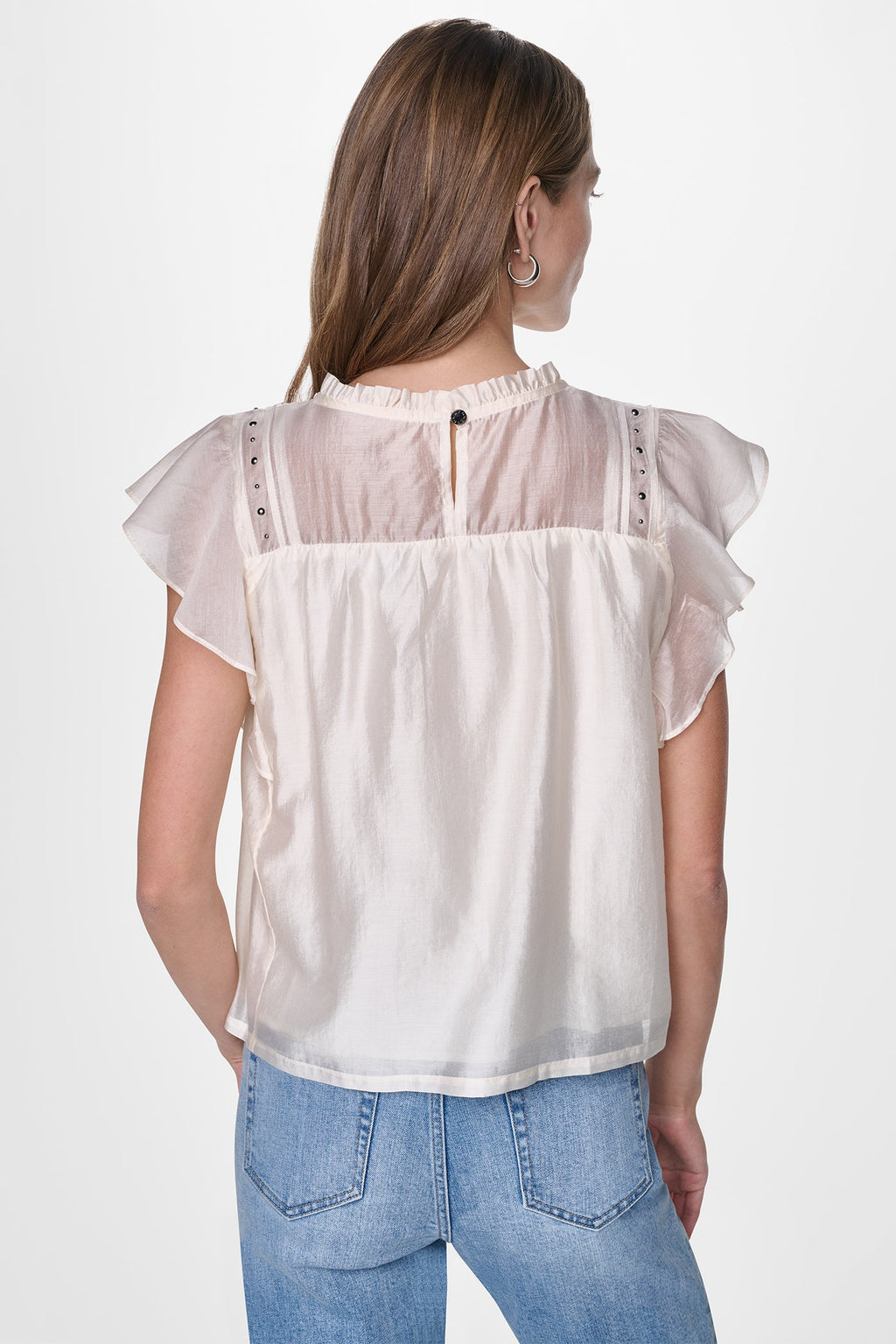 PLEATED STUDDED BLOUSE