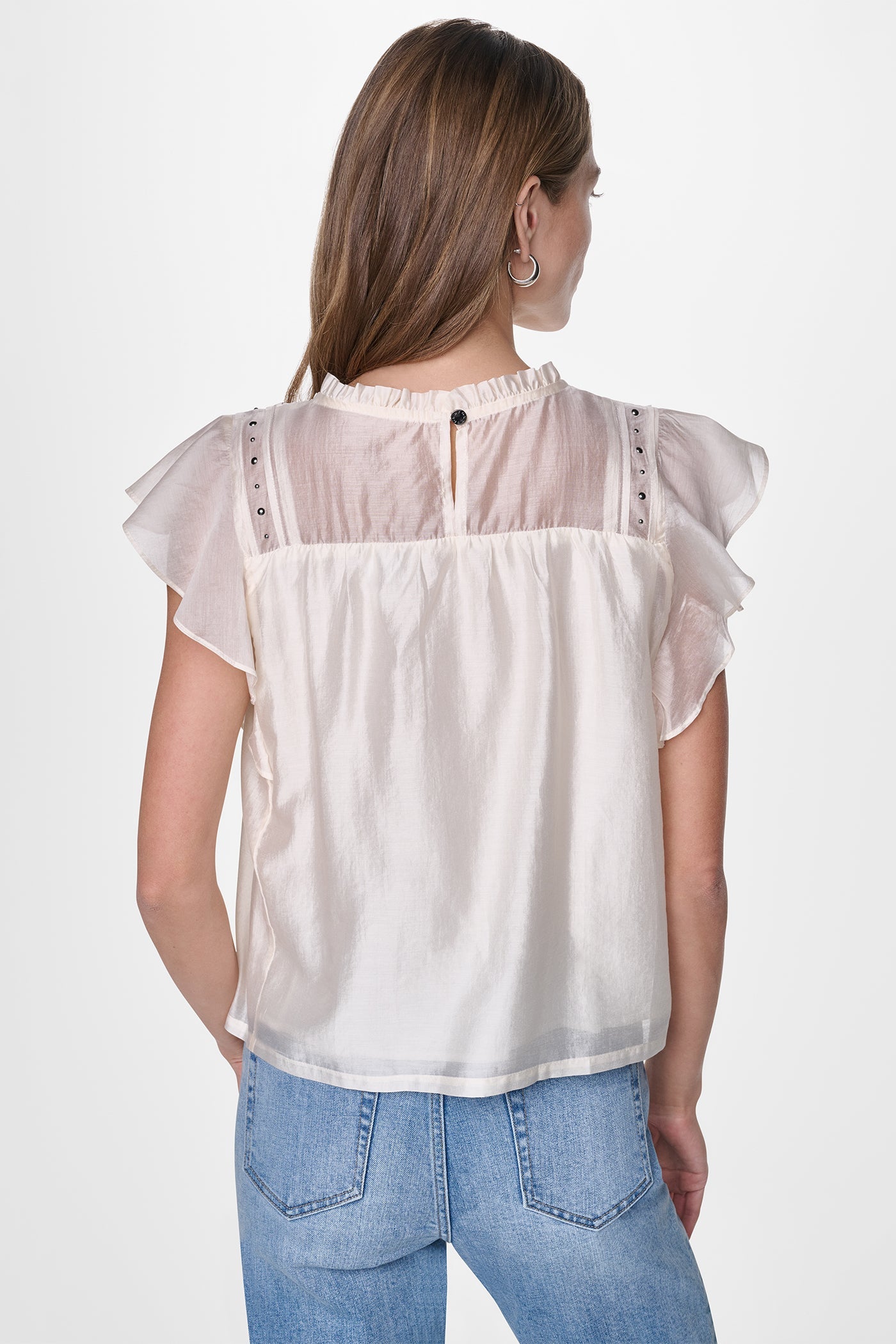 PLEATED STUDDED BLOUSE