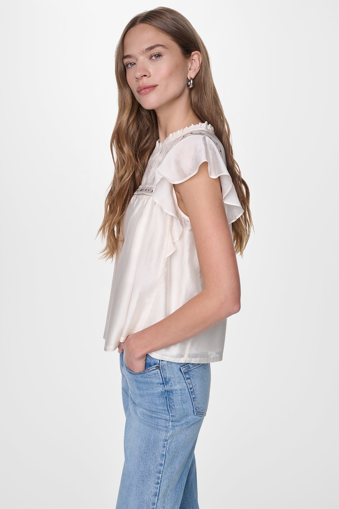 PLEATED STUDDED BLOUSE