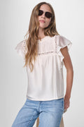 PLEATED STUDDED BLOUSE