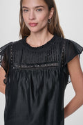 PLEATED STUDDED BLOUSE
