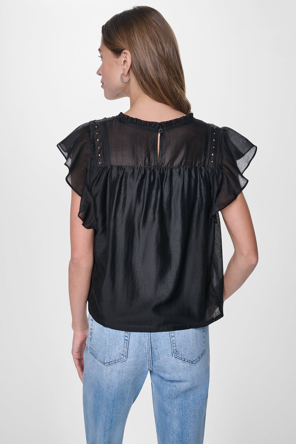 PLEATED STUDDED BLOUSE