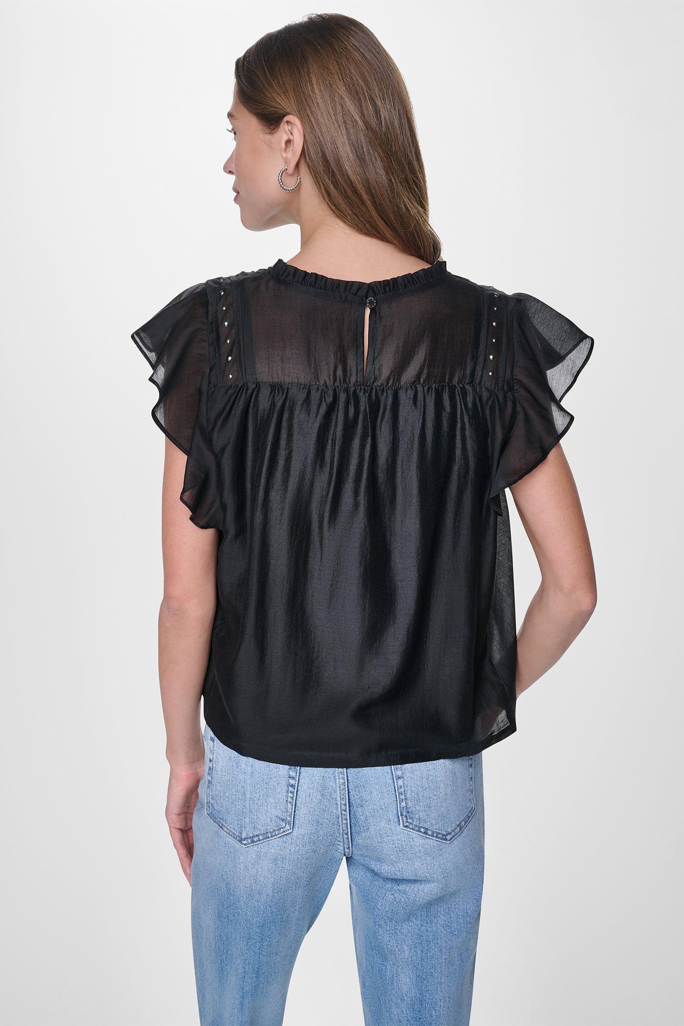 PLEATED STUDDED BLOUSE