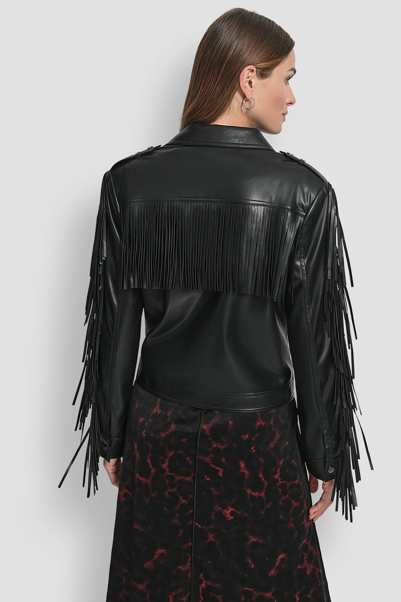 LONG SLEEEVE FRINGE CROP JACKET