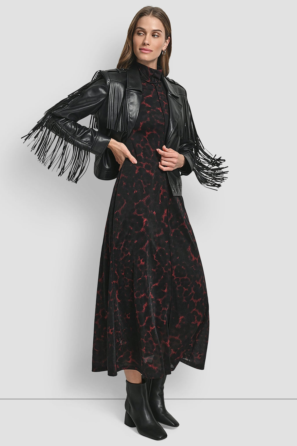 LONG SLEEEVE FRINGE CROP JACKET