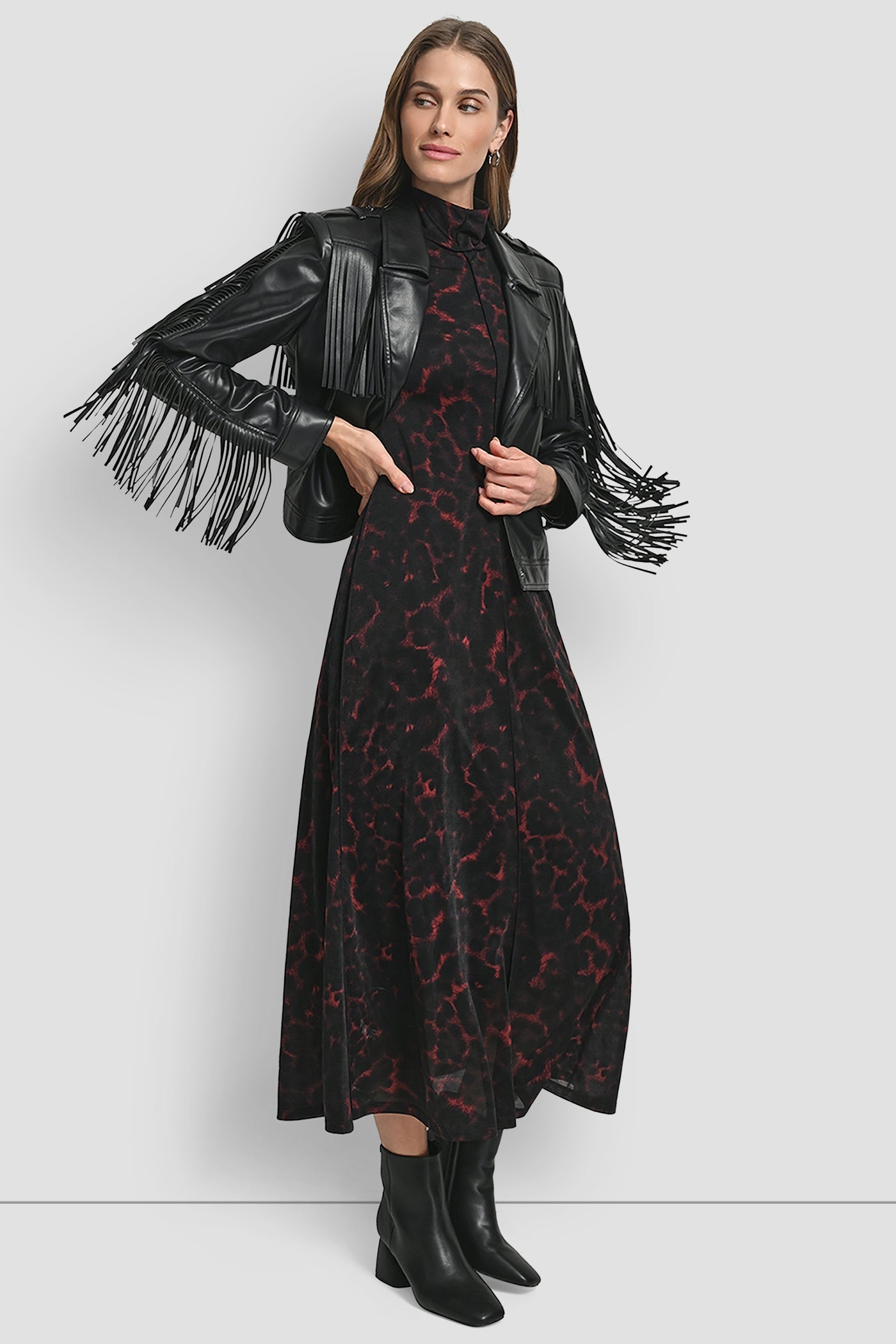 LONG SLEEEVE FRINGE CROP JACKET