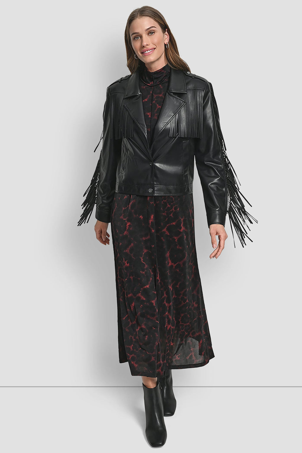 LONG SLEEEVE FRINGE CROP JACKET
