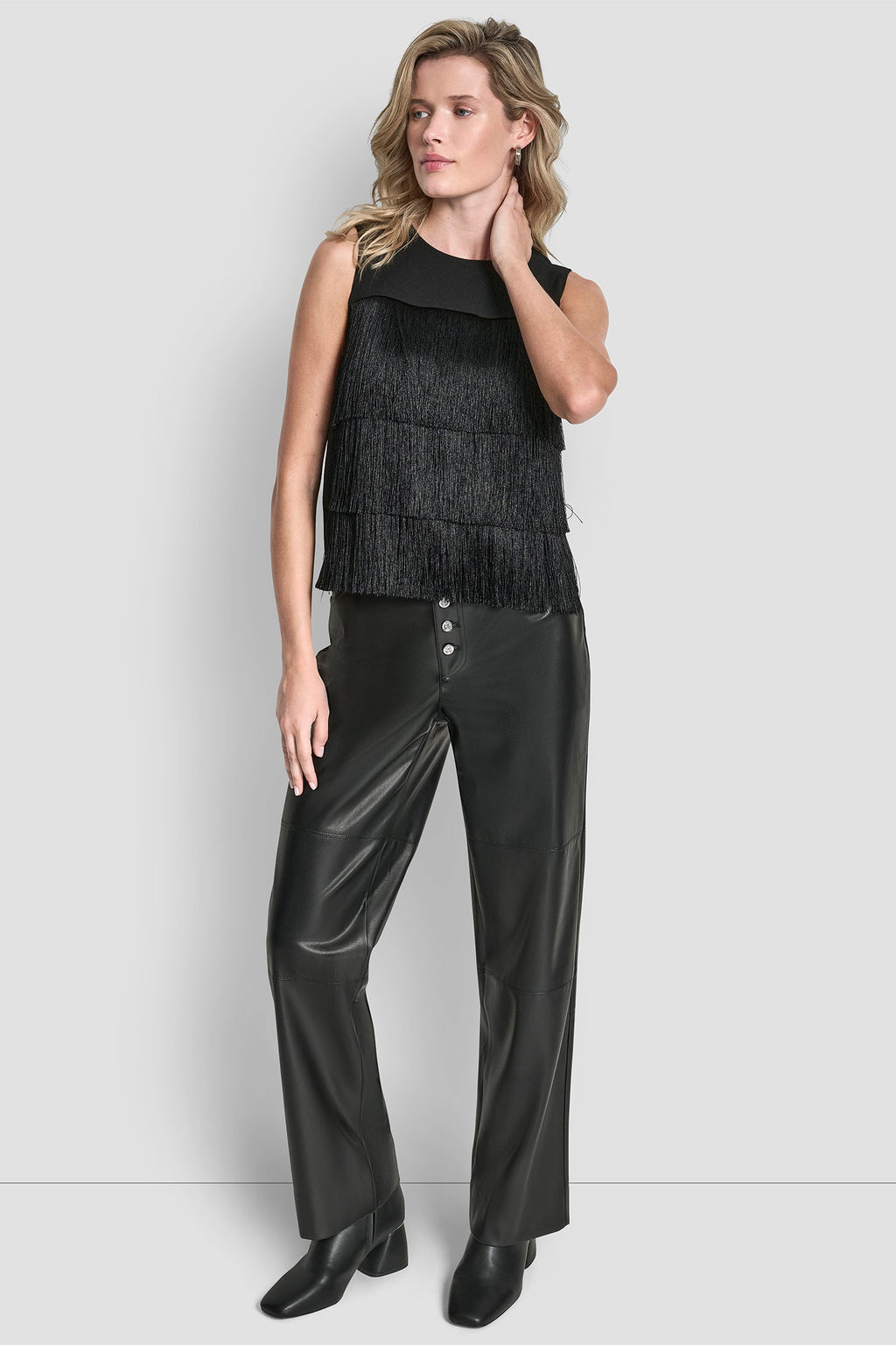 SLEEVELESS FRINGE BLOUSE