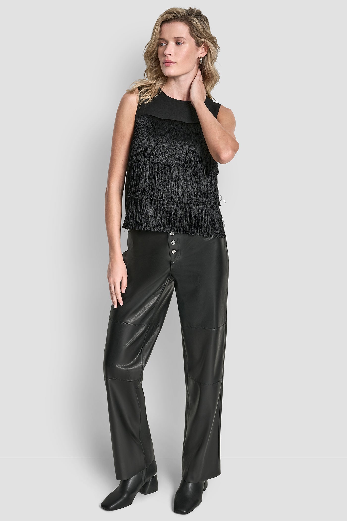 SLEEVELESS FRINGE BLOUSE