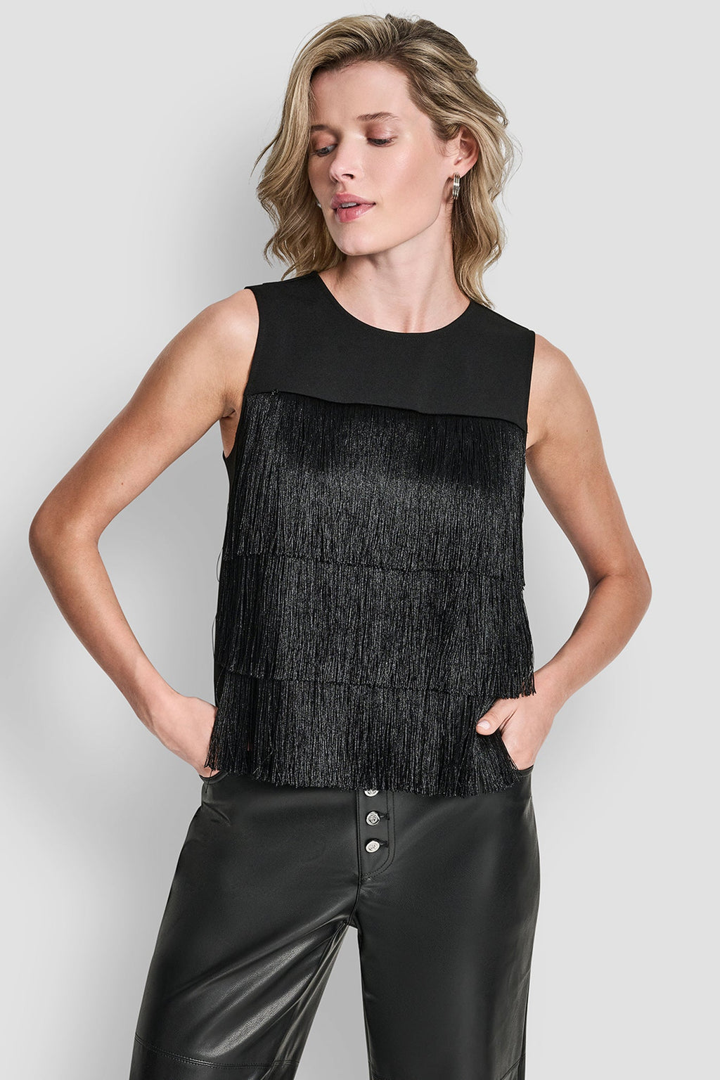 SLEEVELESS FRINGE BLOUSE
