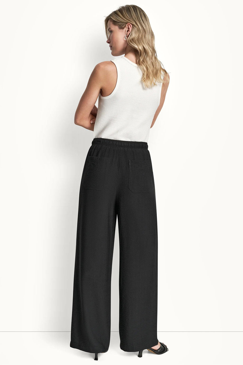 SEAMED WIDE LEG PULL-ON PANT