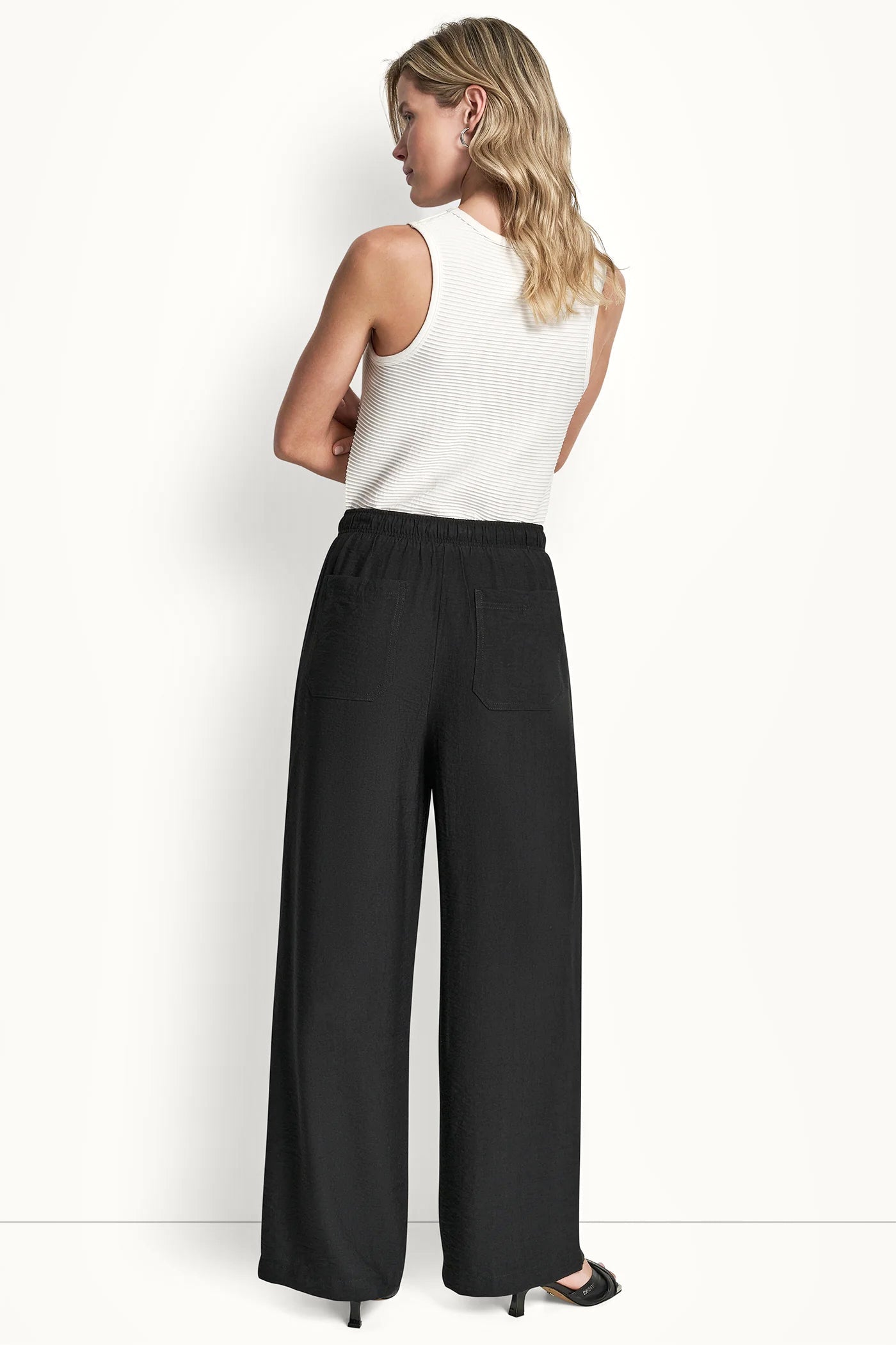 SEAMED WIDE LEG PULL-ON PANT