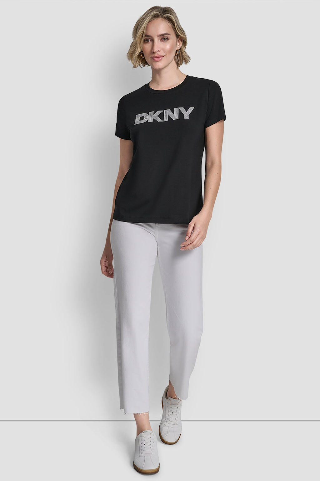 METALLIC LOGO EMBROIDERED TEE