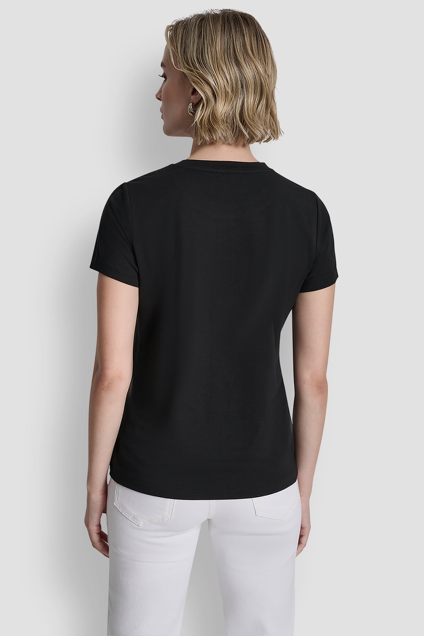 METALLIC LOGO EMBROIDERED TEE