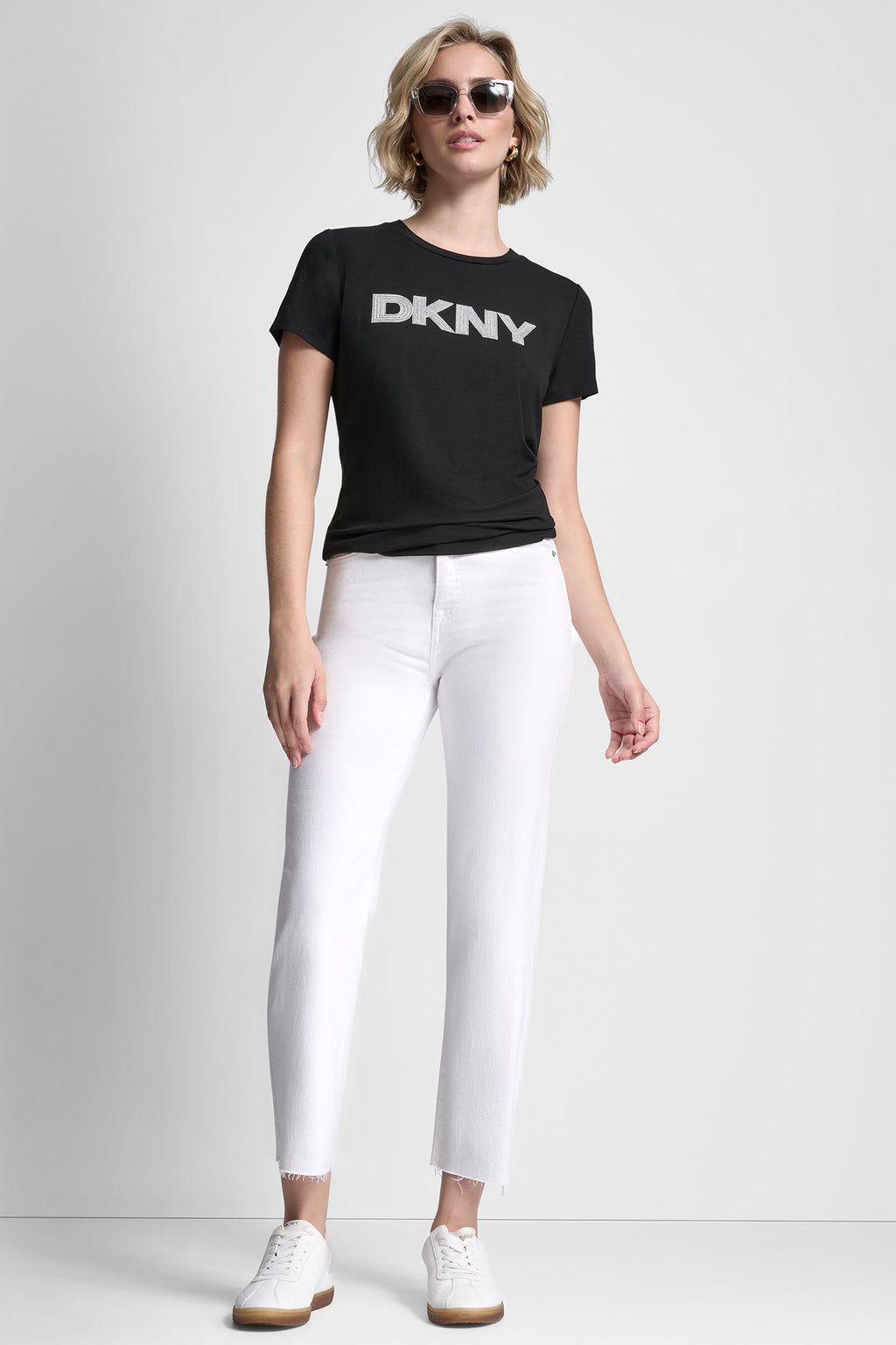 METALLIC LOGO EMBROIDERED TEE