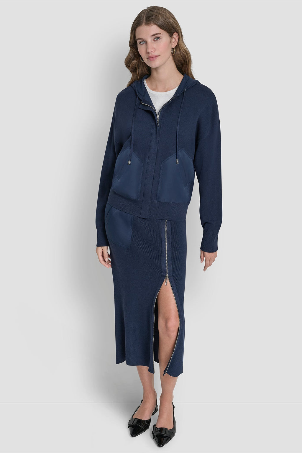 DROP SHOULDER ZIP UP HOODIE