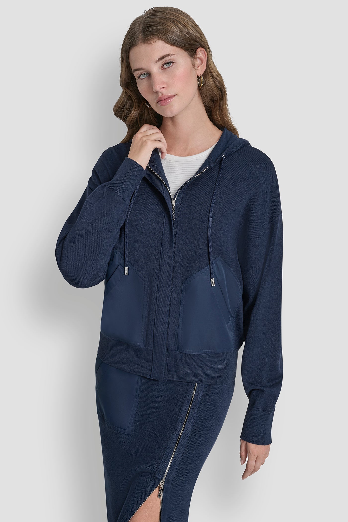 DROP SHOULDER ZIP UP HOODIE