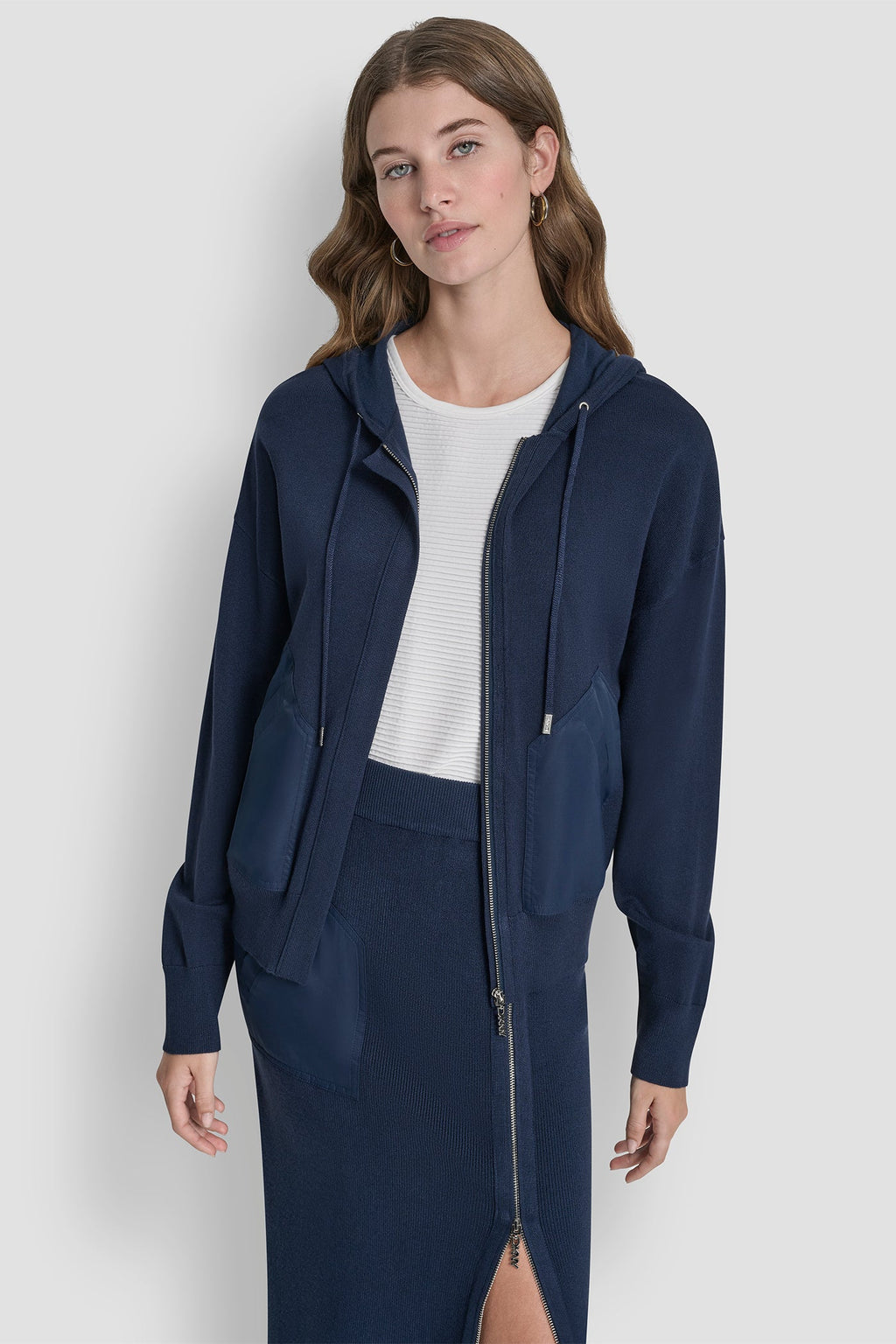 DROP SHOULDER ZIP UP HOODIE