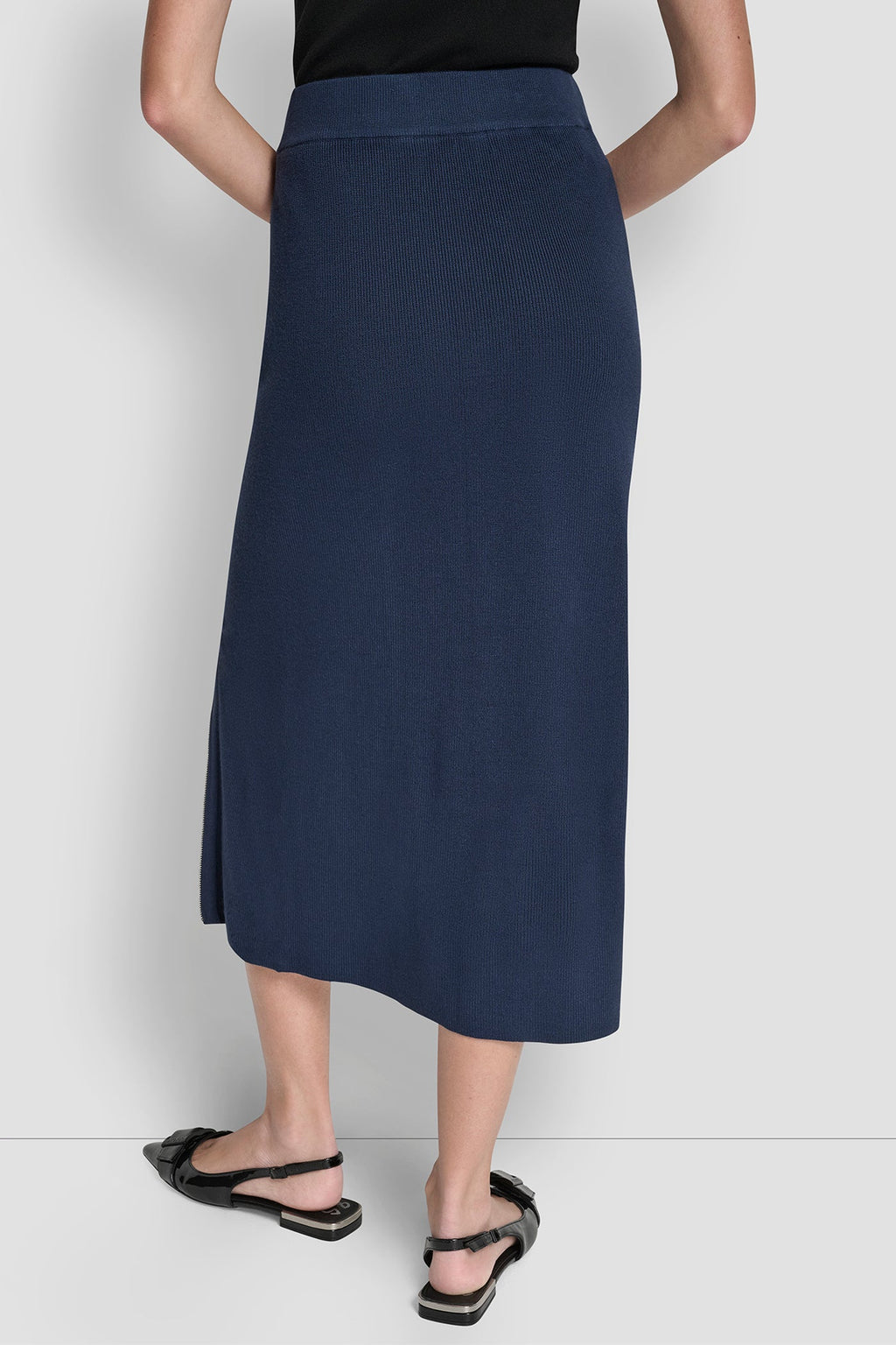 ZIP DETAILED MIDI SWEATER SKIRT