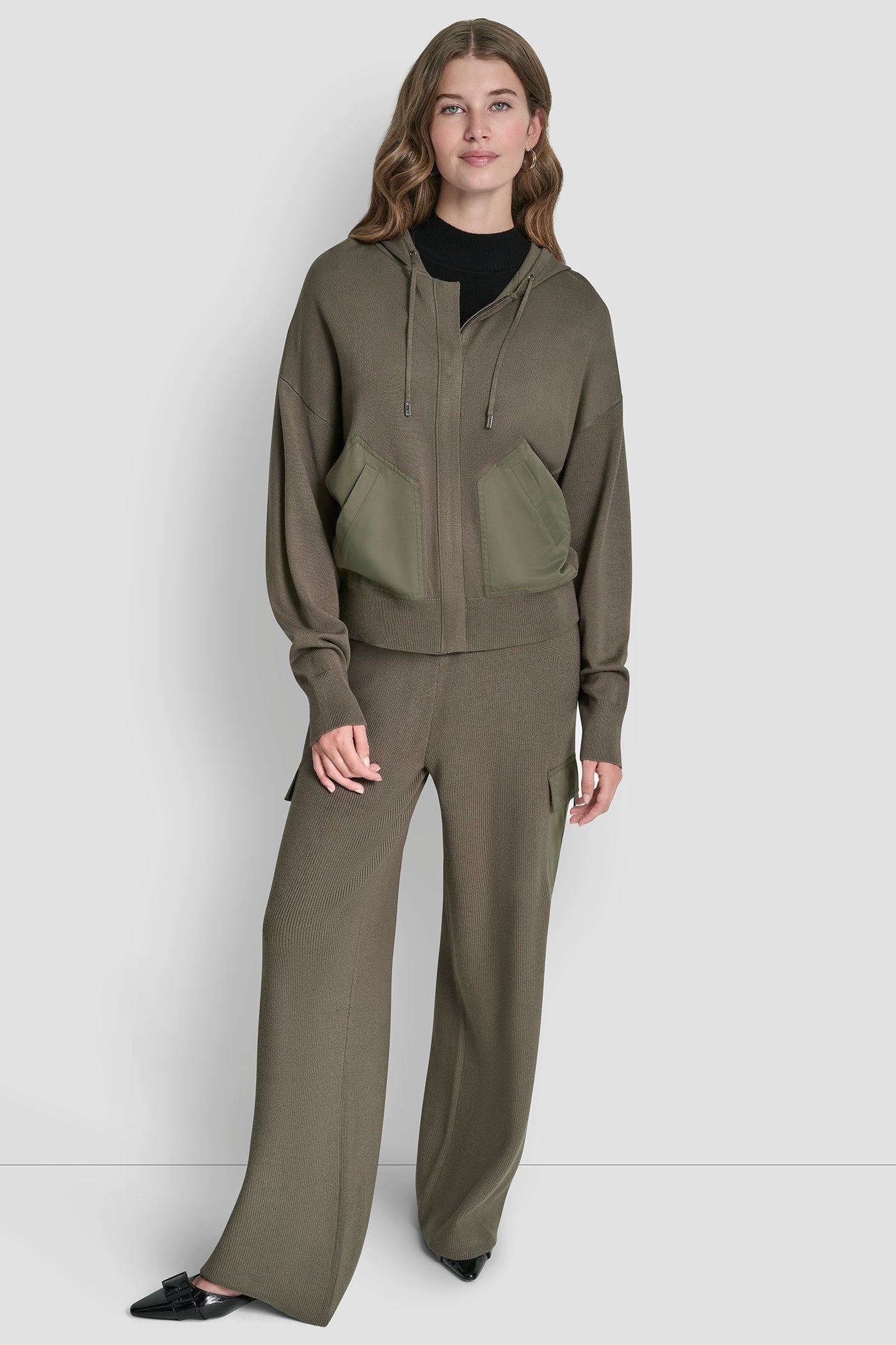 DROP SHOULDER ZIP UP HOODIE