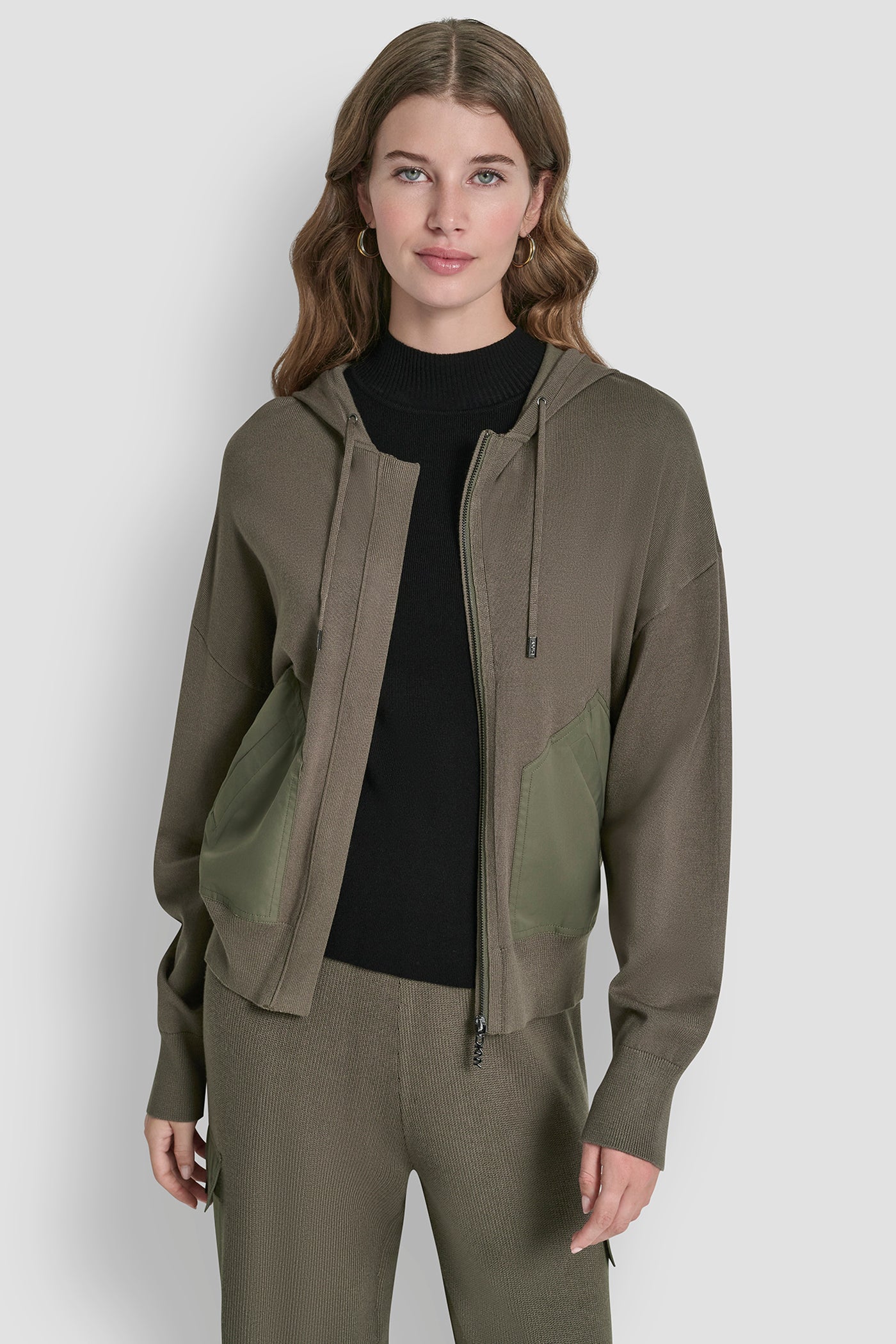 DROP SHOULDER ZIP UP HOODIE
