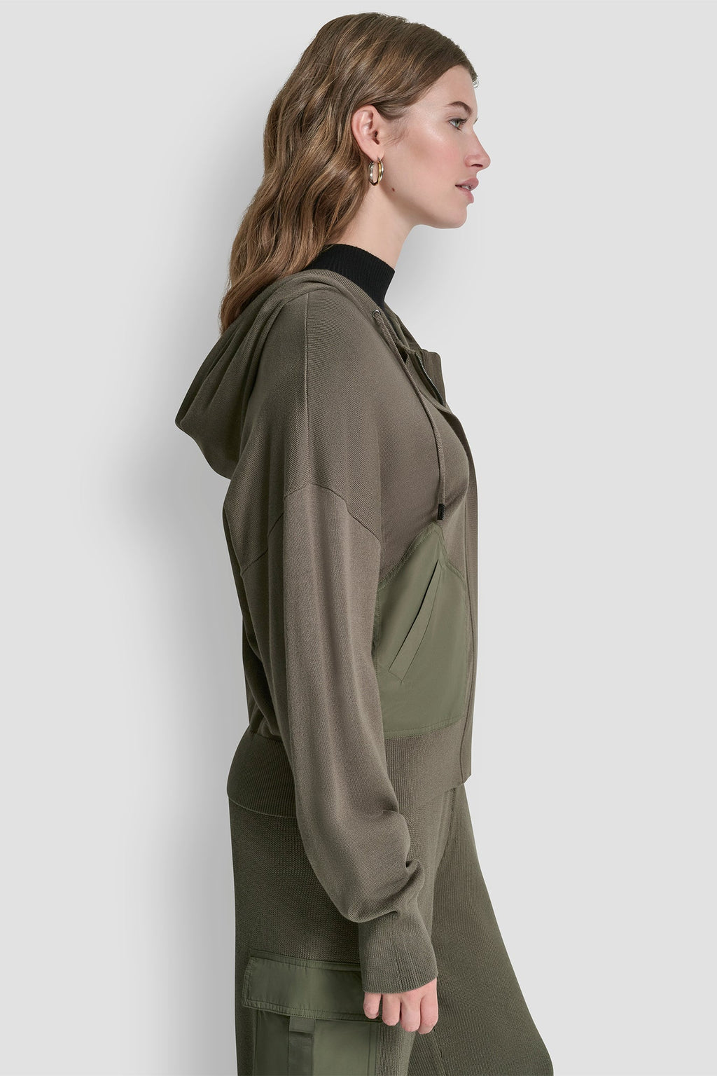 DROP SHOULDER ZIP UP HOODIE