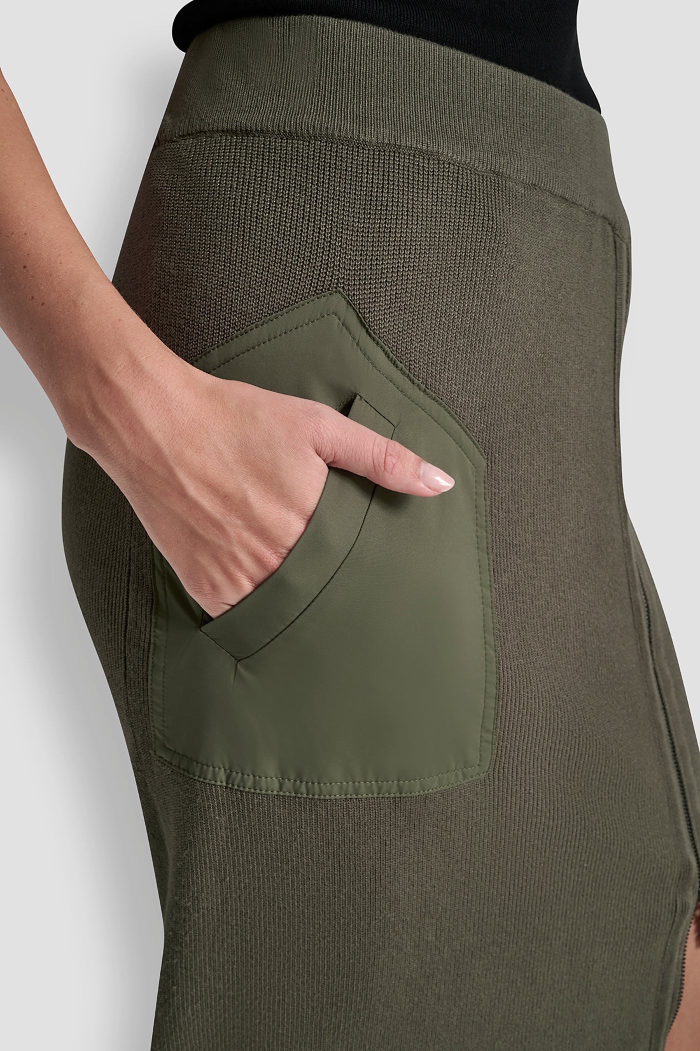 ZIP DETAILED MIDI SWEATER SKIRT