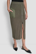 ZIP DETAILED MIDI SWEATER SKIRT