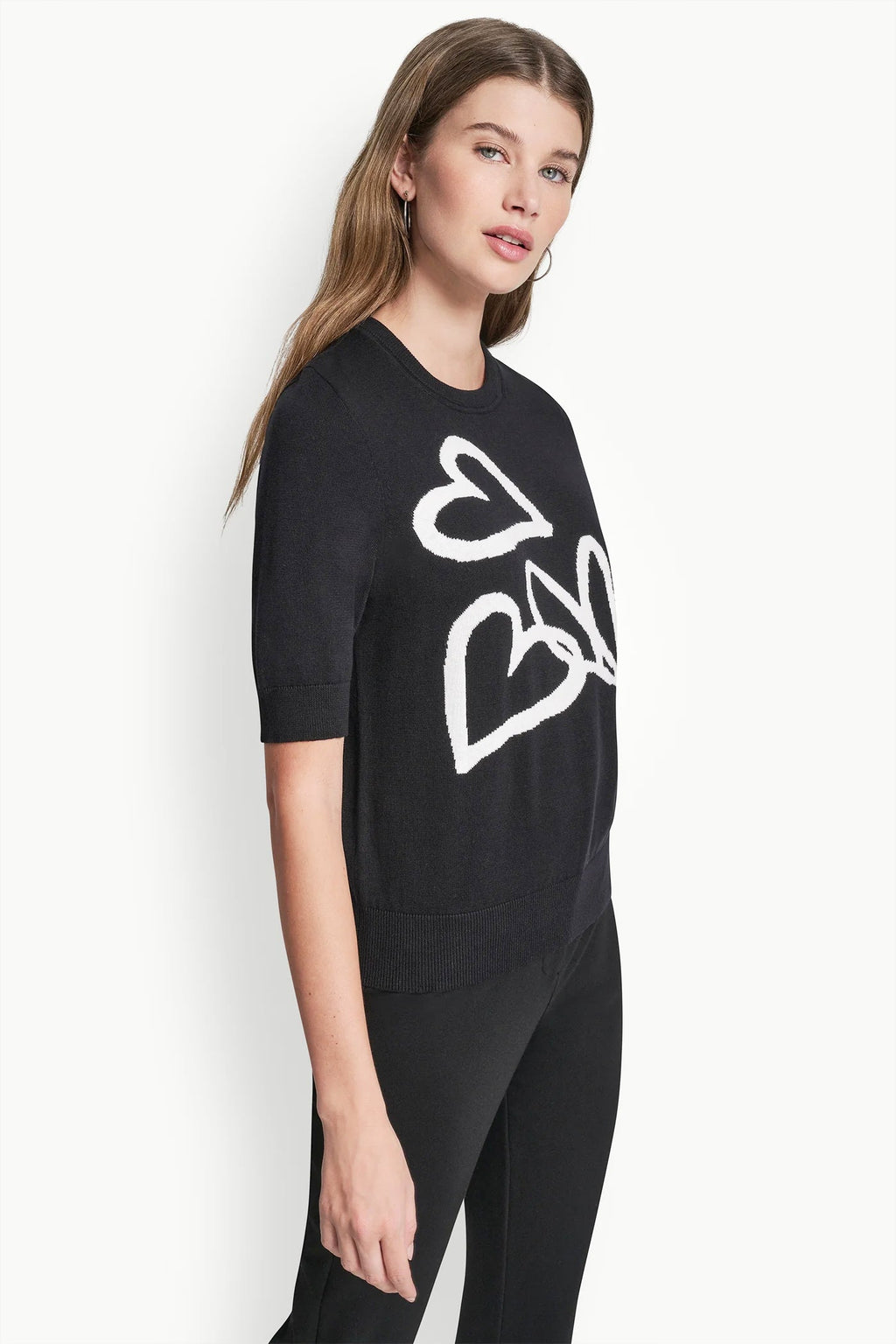 SHORT SLEEVE GRAFFITI HEART SWEATER