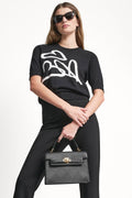 SHORT SLEEVE GRAFFITI HEART SWEATER