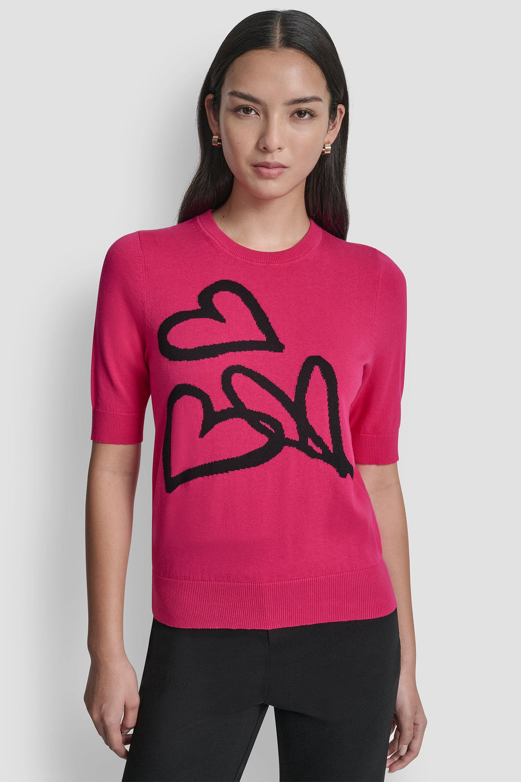 SHORT SLEEVE GRAFFITI HEART SWEATER