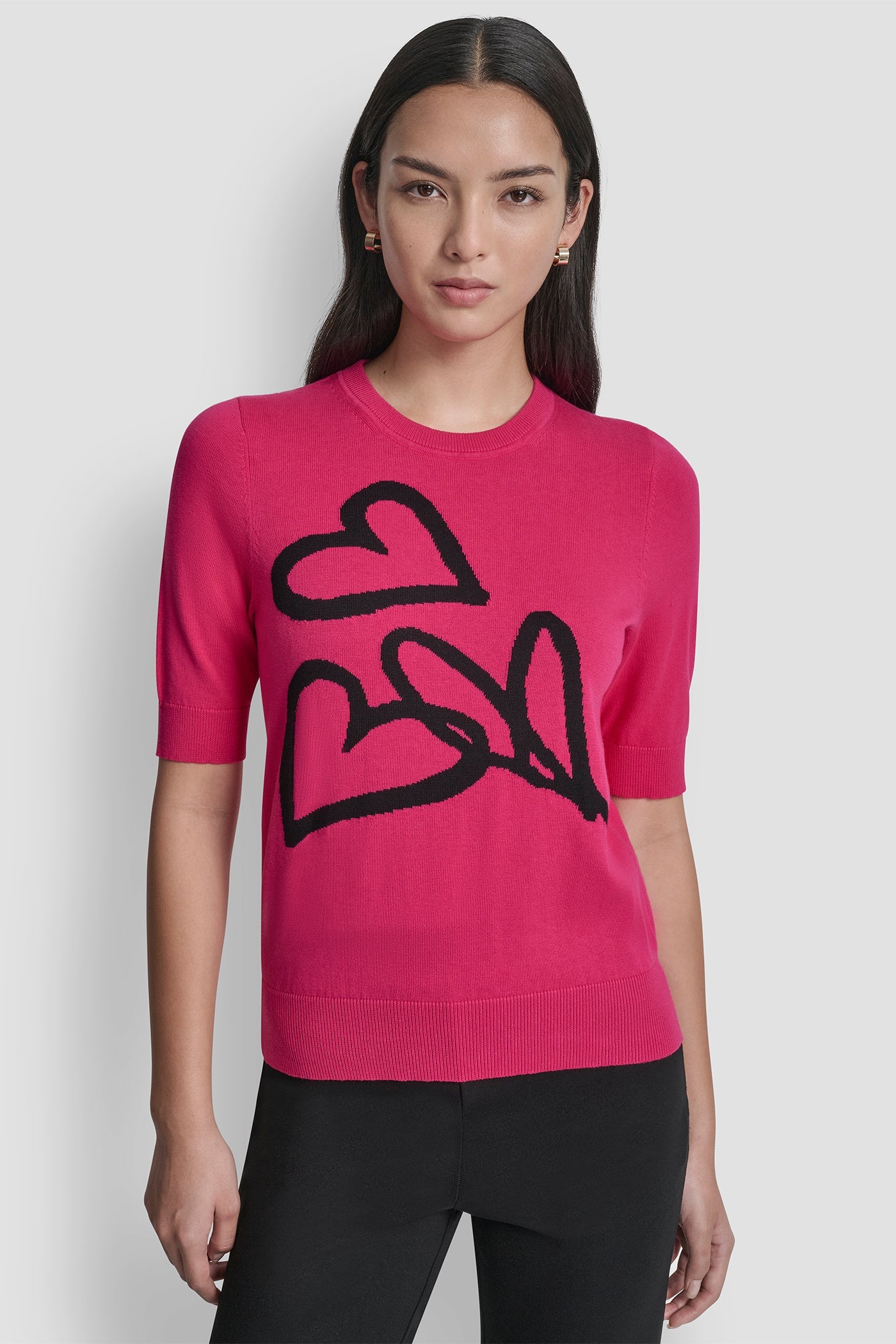 SHORT SLEEVE GRAFFITI HEART SWEATER