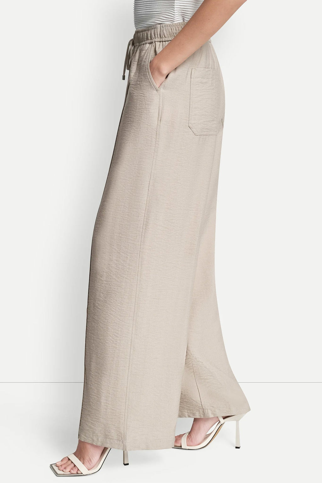 SEAMED WIDE LEG PULL-ON PANT