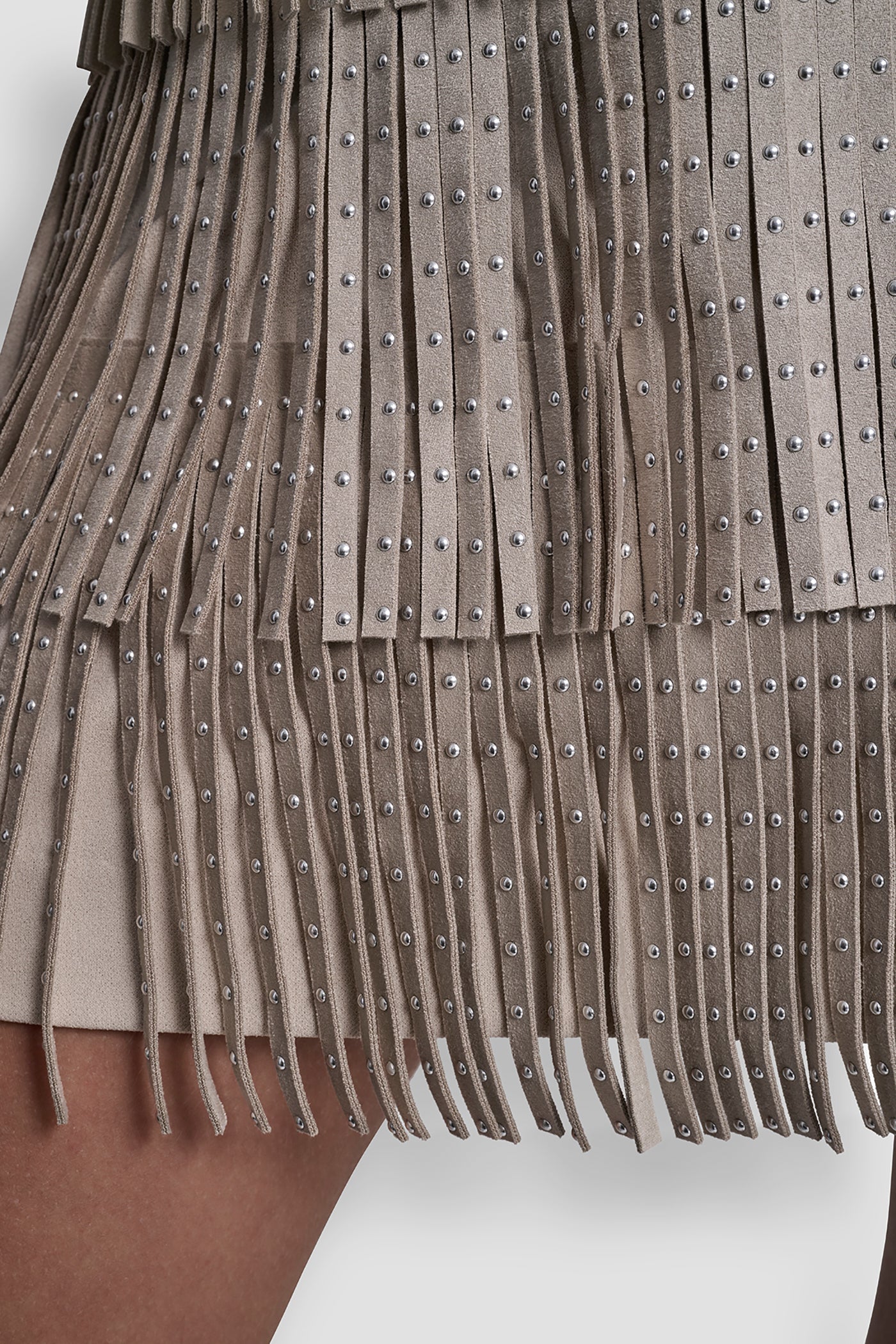 STUDDED FRINGE MINI SKIRT