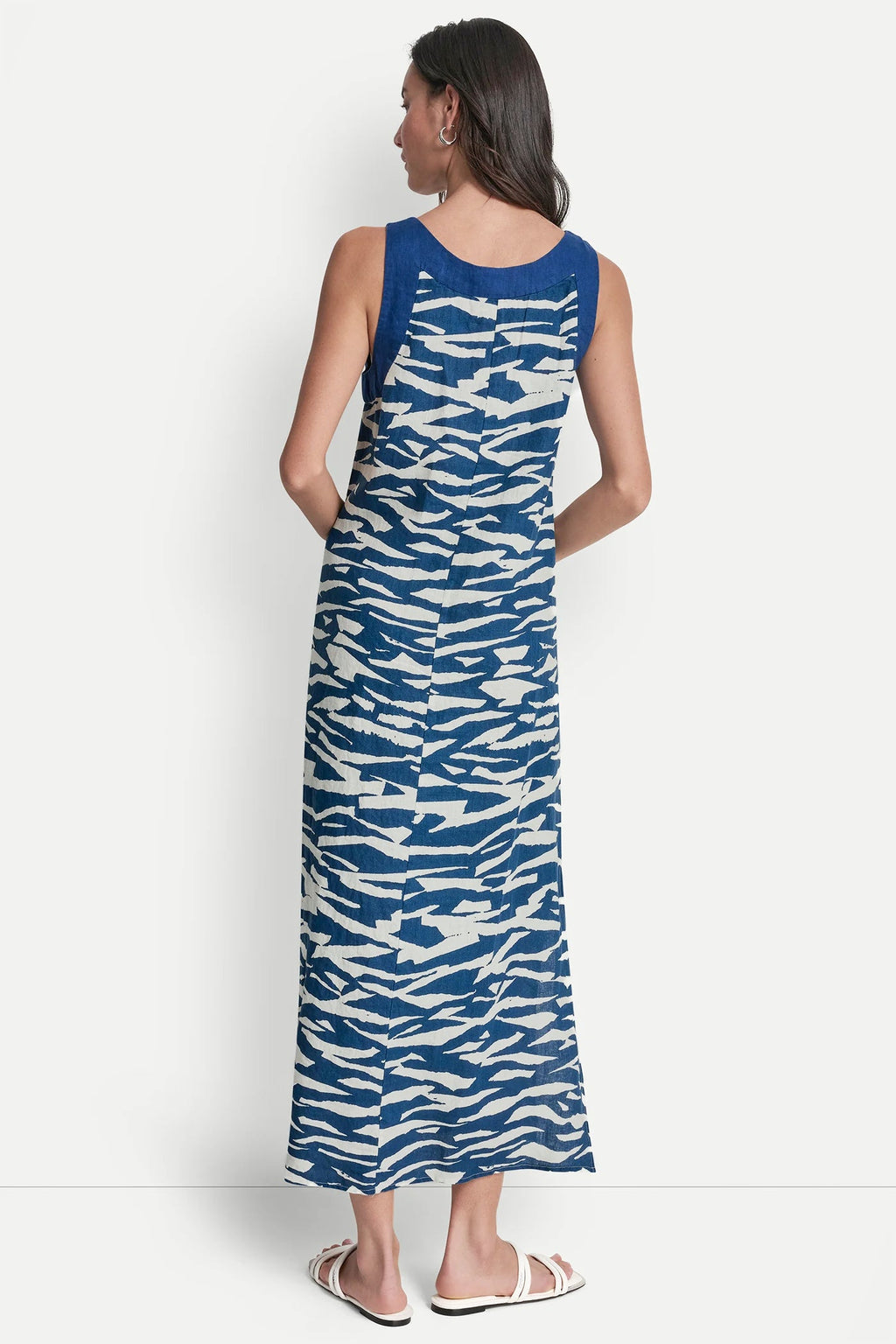LINEN PRINTED MIDI DRESS