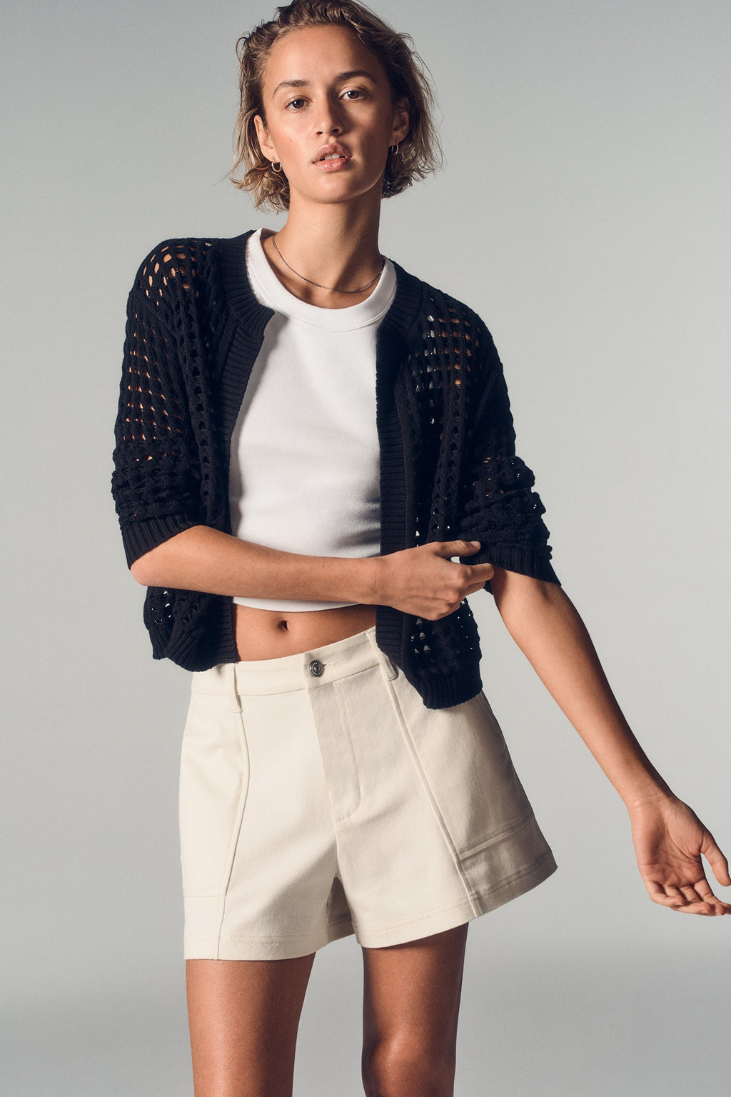 OPEN STITCH DROP SHOULDER CARDIGAN