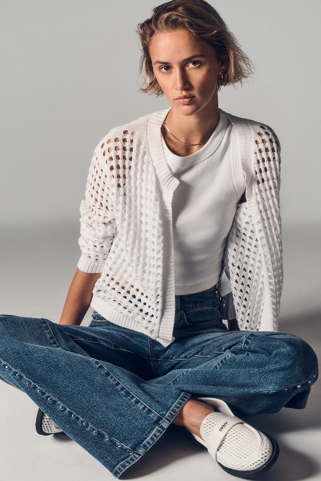 OPEN STITCH DROP SHOULDER CARDIGAN