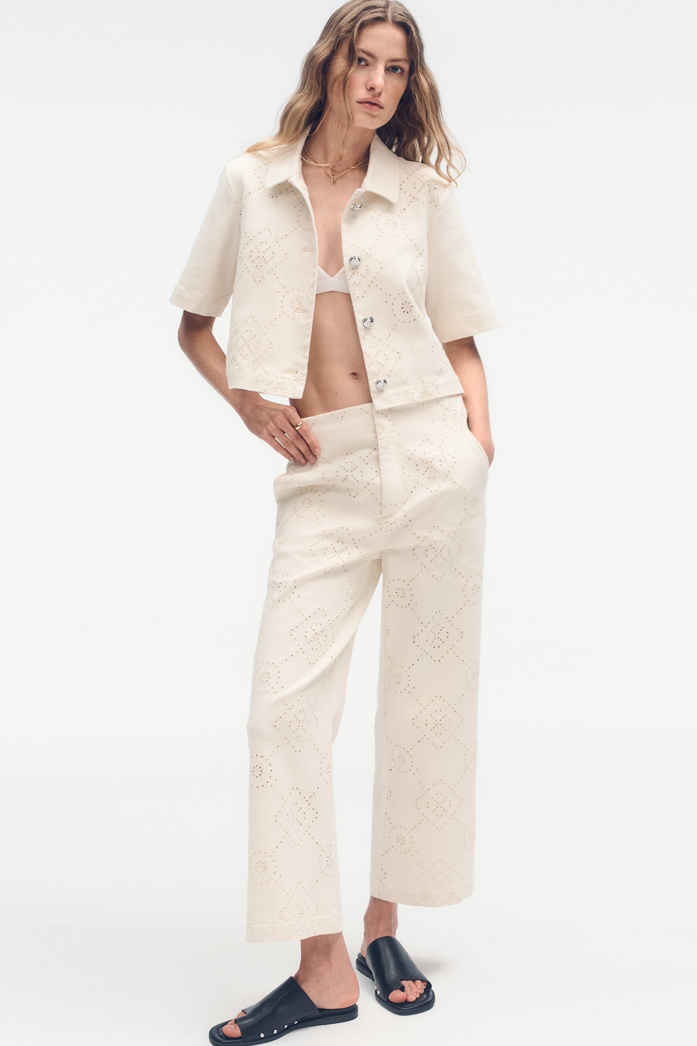 TEXTURE TWILL BUTTON-FRONT SHIRT