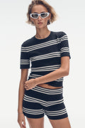 ELBOW SLEEVE STRIPED SWEATER