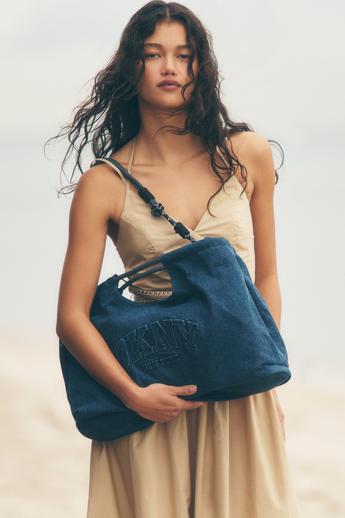 MABEL DENIM LARGE LOGO TOTE